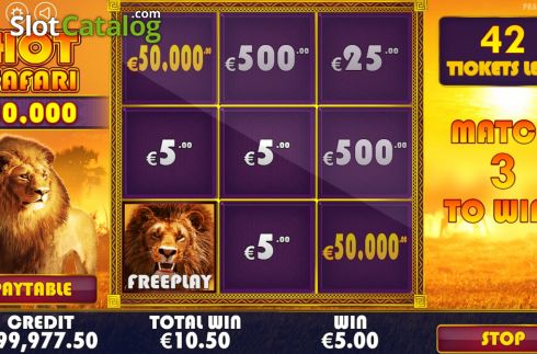 Οθόνη5. Hot Safari Scratchcard Κουλοχέρης 