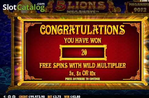 Οθόνη5. 5 Lions Megaways Κουλοχέρης
