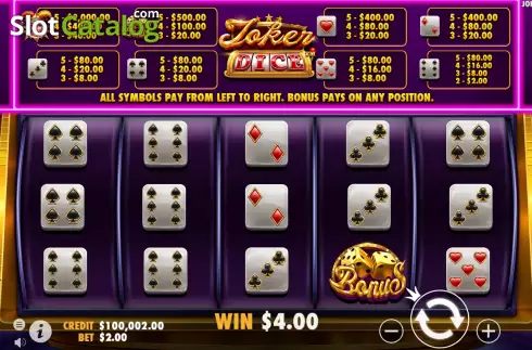 Οθόνη4. Joker's Jewels Dice Κουλοχέρης