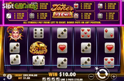 Οθόνη5. Joker's Jewels Dice Κουλοχέρης