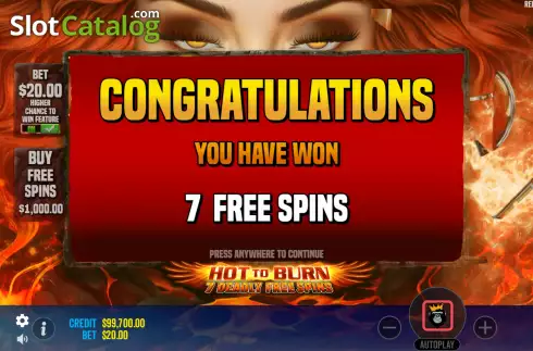 Οθόνη8. Hot to Burn 7 Deadly Free Spins Κουλοχέρης