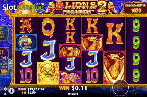 Οθόνη3. 5 Lions Megaways 2 Κουλοχέρης
