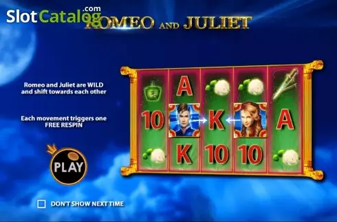 Στην οθόνη Intro Game. Romeo and Juliet (Pragmatic Play) Κουλοχέρης