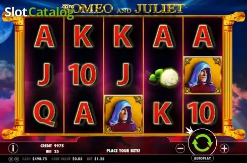 Οθόνη ροής εργασιών παιχνιδιού. Romeo and Juliet (Pragmatic Play) Κουλοχέρης