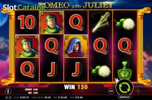 Win screen. Romeo and Juliet (Pragmatic Play) Κουλοχέρης