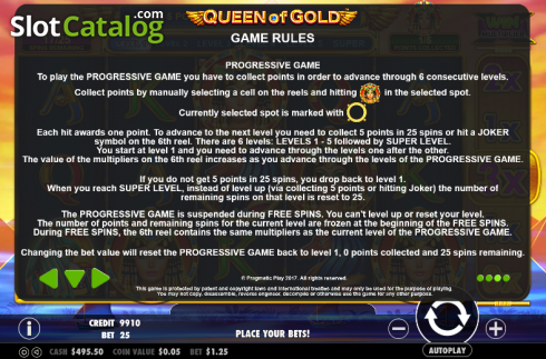 Πίνακας πληρωμών 3. Queen of gold Κουλοχέρης