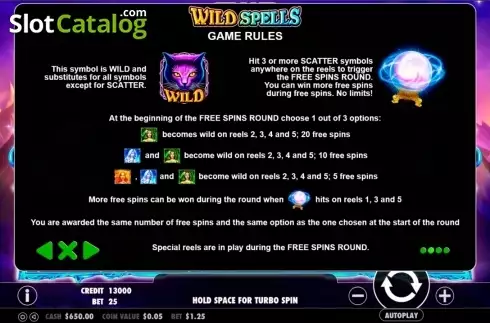 Πίνακας πληρωμών 2. Wild Spells Κουλοχέρης