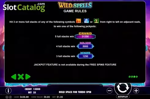 Πίνακας πληρωμών 3. Wild Spells Κουλοχέρης