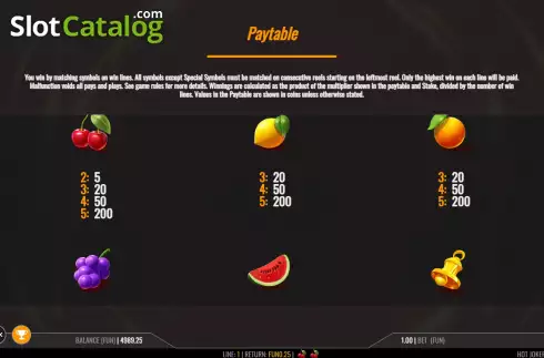 Οθόνη5. Hot Joker Fruits 20 Κουλοχέρης
