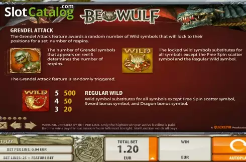 Πίνακας πληρωμών 1. Beowulf (Quickspin) Κουλοχέρης