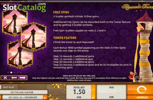 Πίνακας πληρωμών 2. Rapunzel's Tower Κουλοχέρης