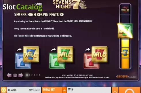 Πίνακας πληρωμών 1. Sevens High (Quickspin) Κουλοχέρης