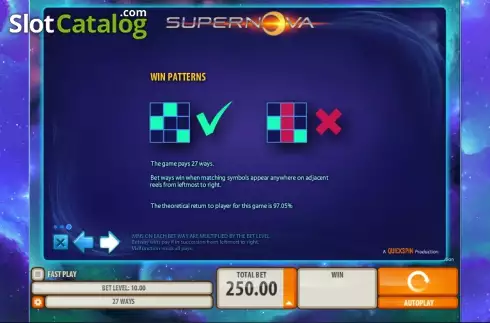 Πίνακας πληρωμών 3. Supernova (Quickspin) Κουλοχέρης 