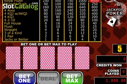 Οθόνη2. Double Jackpot Poker (RTG) Κουλοχέρης 