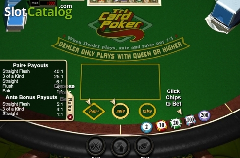 Οθόνη2. Tri Card Poker (RTG) Κουλοχέρης