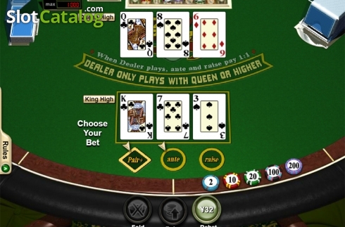 Οθόνη5. Tri Card Poker (RTG) Κουλοχέρης
