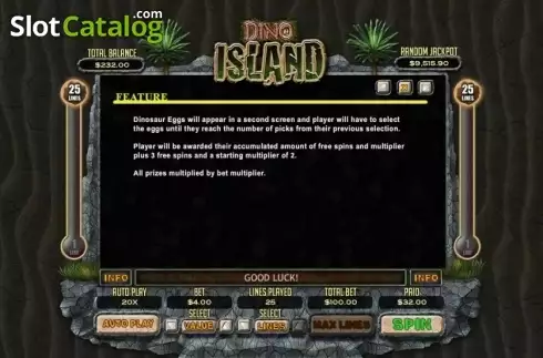 Οθόνη6. Dino Island Κουλοχέρης