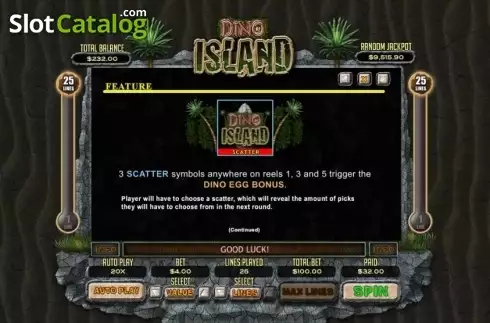 Οθόνη7. Dino Island Κουλοχέρης