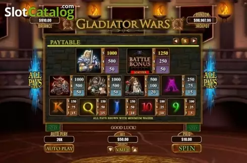 Οθόνη4. Gladiator Wars Κουλοχέρης