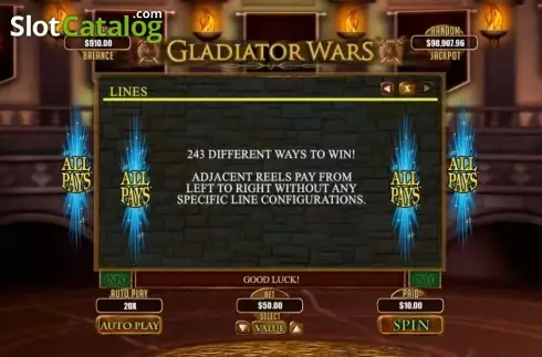 Οθόνη5. Gladiator Wars Κουλοχέρης