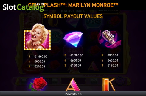 Οθόνη6. Gem Splash Marilyn Monroe Κουλοχέρης 
