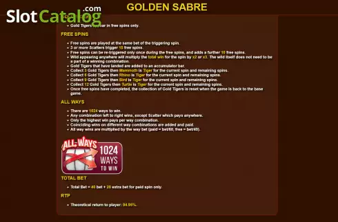 Οθόνη8. Golden Sabre Κουλοχέρης 