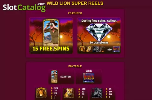 Οθόνη5. Wild Lion Super Reels Κουλοχέρης 