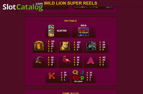 Οθόνη6. Wild Lion Super Reels Κουλοχέρης 