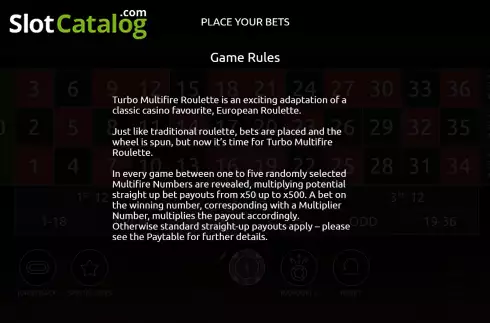 Οθόνη9. Turbo Multifire Roulette Κουλοχέρης