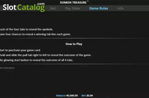 Πίνακας πληρωμών 3. Sunken Treasure Pull Tab Κουλοχέρης