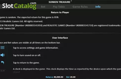 Πίνακας πληρωμών 4. Sunken Treasure Pull Tab Κουλοχέρης