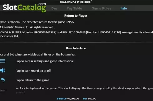 Πίνακας πληρωμών 3. Diamonds and Rubies Pull Tab Κουλοχέρης