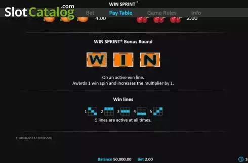 Πίνακας πληρωμών 2. Win Sprint Κουλοχέρης