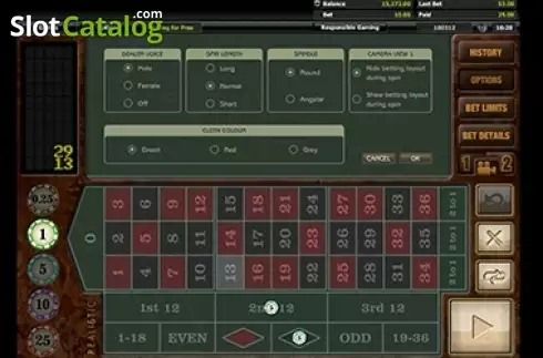 Οθόνη3. European Roulette (Realistic) Κουλοχέρης