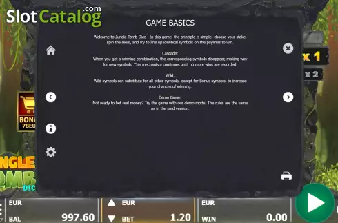 Οθόνη9. Jungle Tomb Dice Κουλοχέρης
