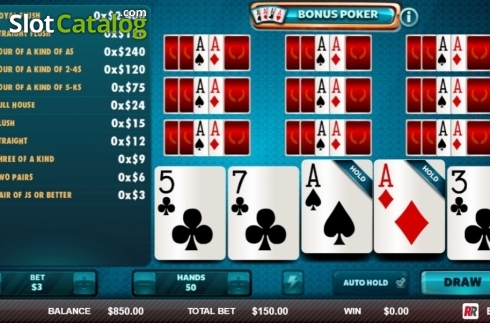 Οθόνη3. Bonus Poker (Red Rake) Κουλοχέρης