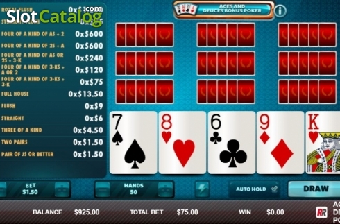 Οθόνη3. Aces & Deuces Bonus Poker (Red Rake) Κουλοχέρης 