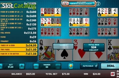 Οθόνη4. Aces & Deuces Bonus Poker (Red Rake) Κουλοχέρης 