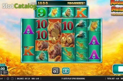 Οθόνη3. Raging Rhino Megaways Κουλοχέρης