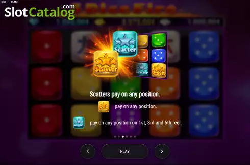 Οθόνη6. 5 Dice Fire Κουλοχέρης