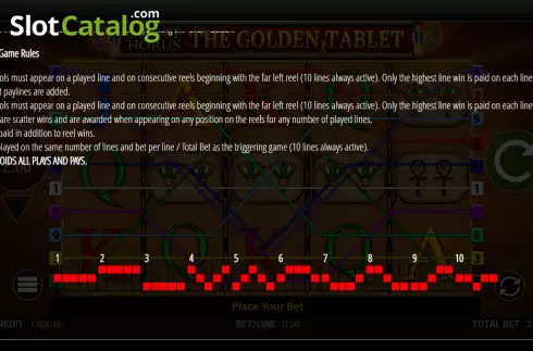 Οθόνη7. Eye of Horus: The Golden Tablet Κουλοχέρης