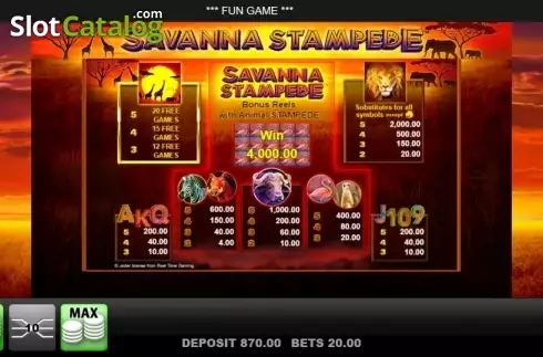 Οθόνη6. Savanna Stampede Κουλοχέρης 