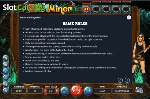 Οθόνη5. Gem Miner (ReelNRG) Κουλοχέρης
