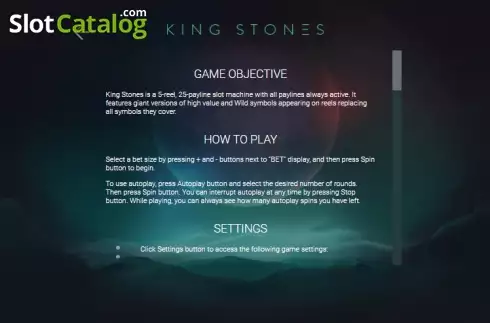 Πίνακας πληρωμών 1. King Stones Κουλοχέρης