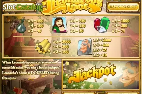 Οθόνη3. Leonardo's Loot Κουλοχέρης