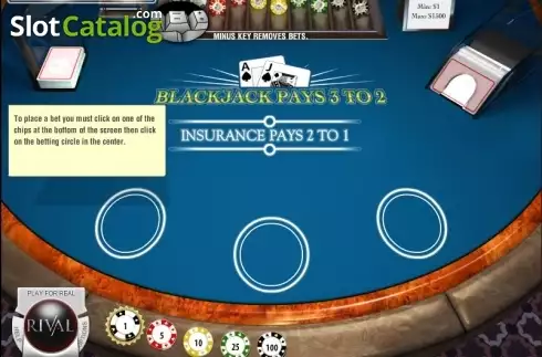 Οθόνη2. Multi-hand Blackjack (Rival Gaming) Κουλοχέρης