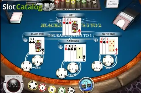 Οθόνη4. Multi-hand Blackjack (Rival Gaming) Κουλοχέρης