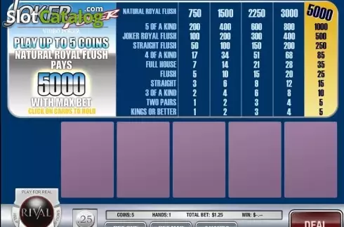 Οθόνη2. Joker Poker (Rival) Κουλοχέρης 