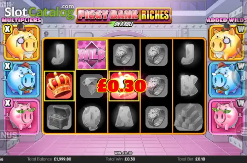 Οθόνη3. Piggy Bank Riches - On A Roll Κουλοχέρης