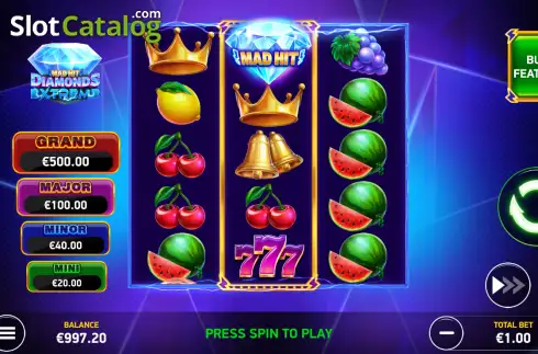 Οθόνη2. Mad Hit Diamonds Extreme Κουλοχέρης